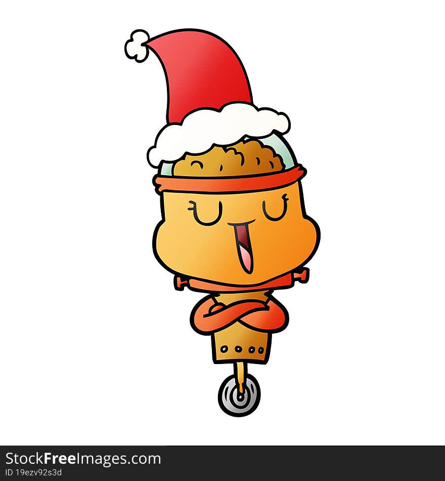 happy gradient cartoon of a robot wearing santa hat