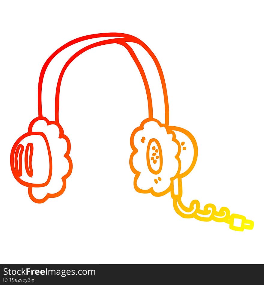 Warm Gradient Line Drawing Cartoon Music Headphones