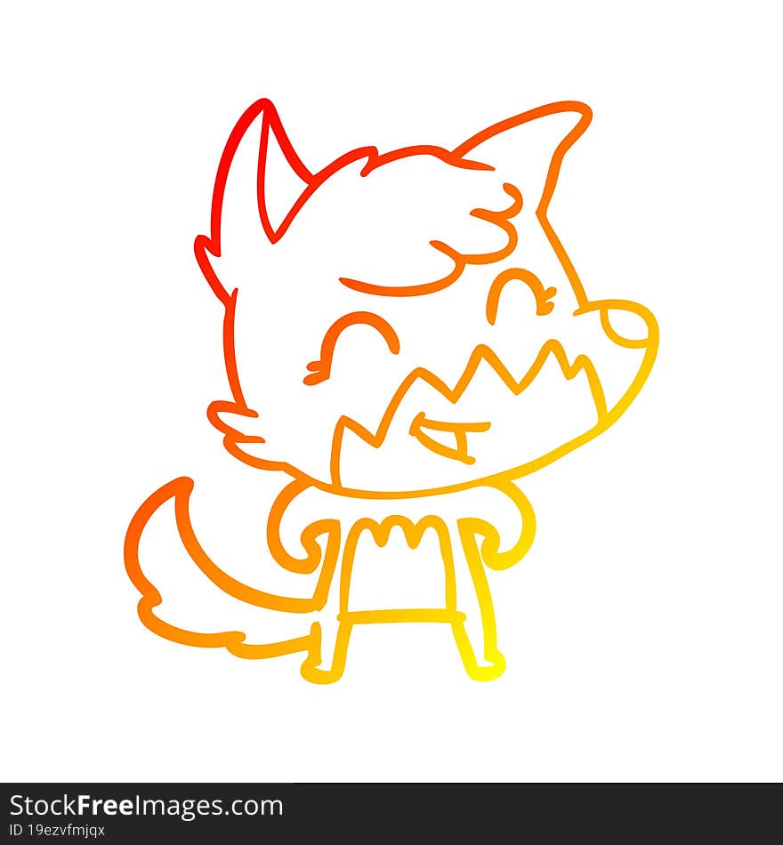 warm gradient line drawing happy cartoon fox