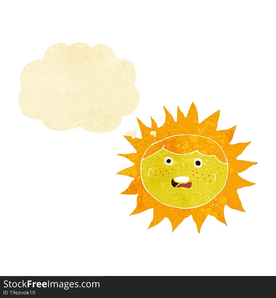 sun cartoon character with thought bubble