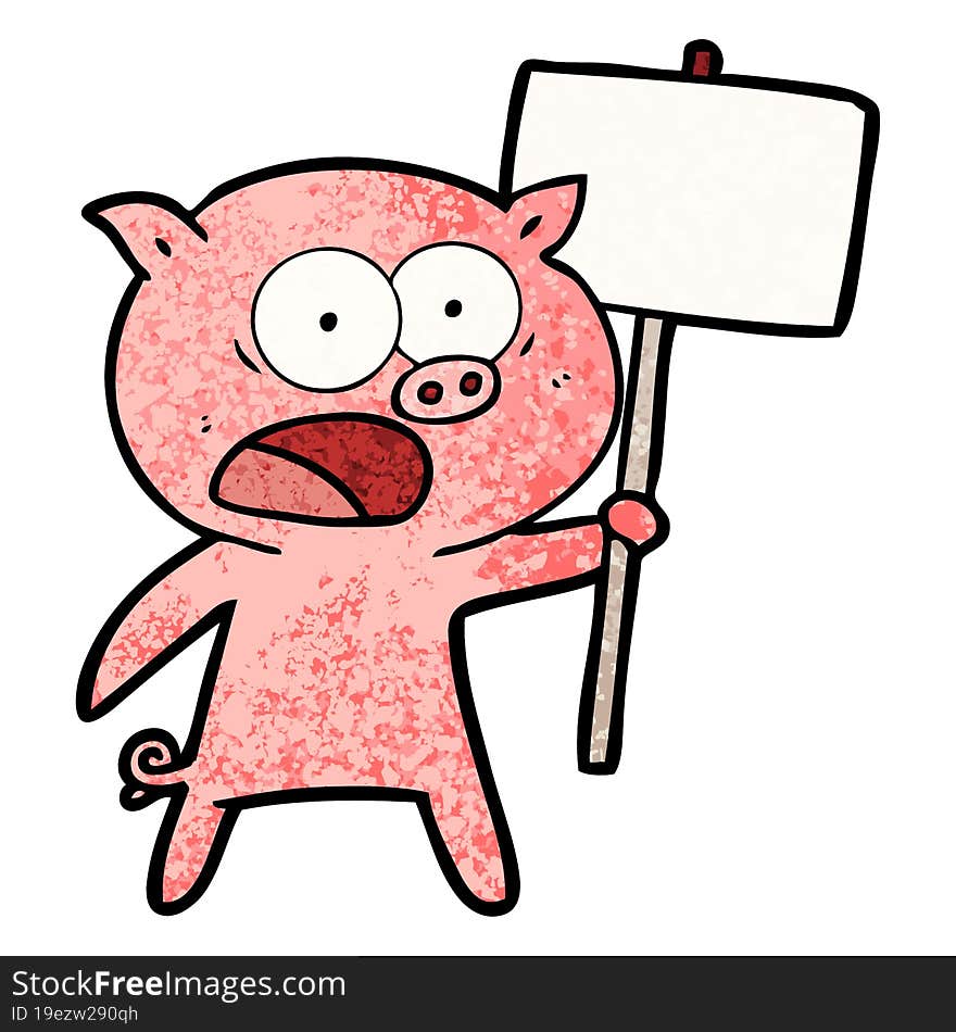 cartoon pig protesting. cartoon pig protesting