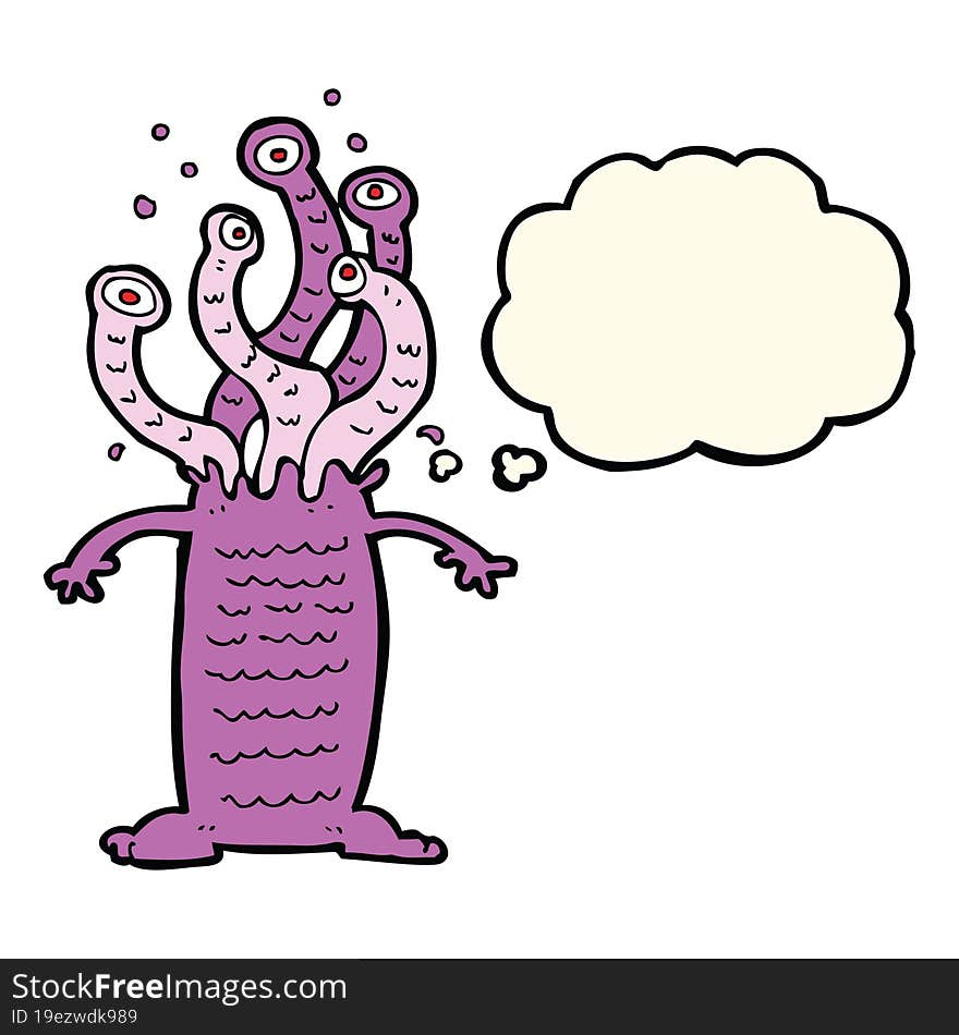 cartoon monster with thought bubble