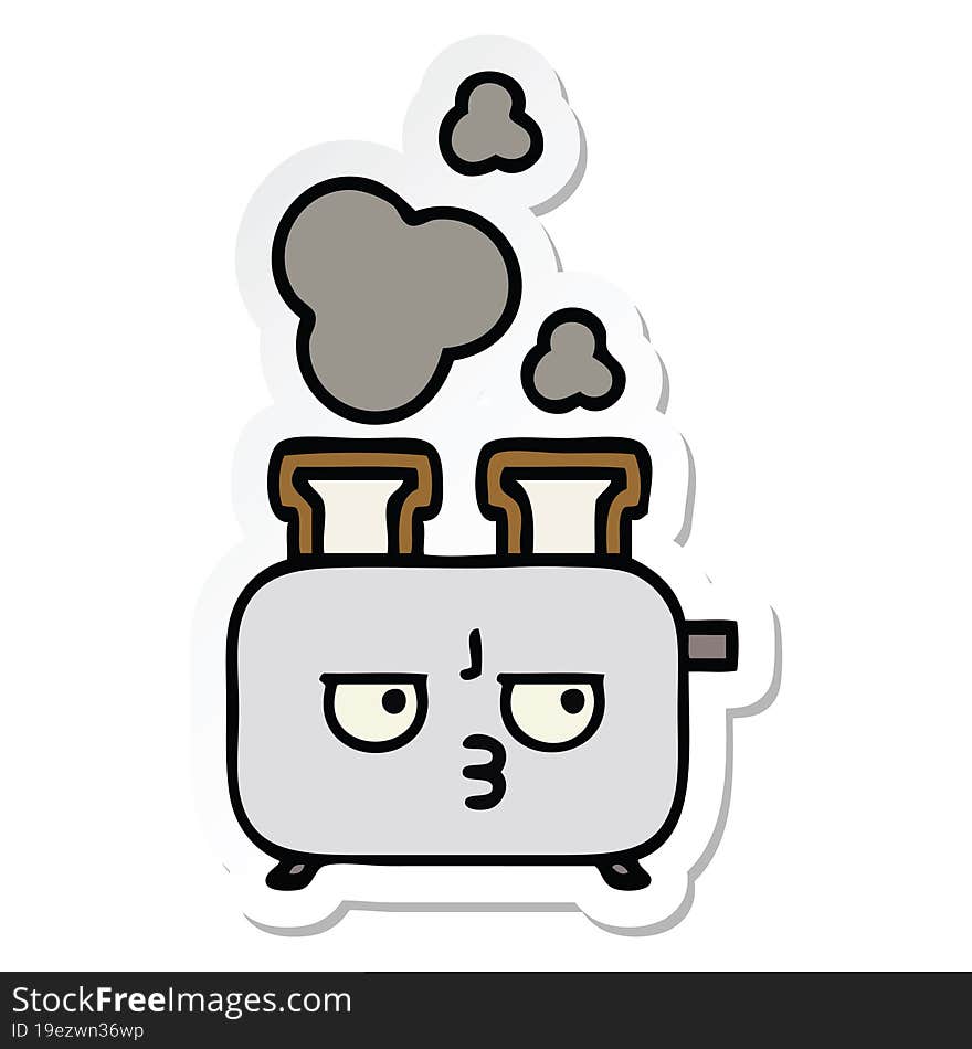 Sticker Of A Cute Cartoon Of A Toaster