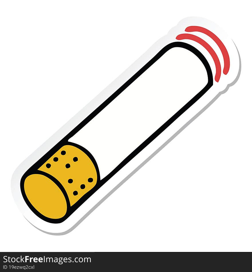 Sticker Of A Cute Cartoon Cigarette Stick