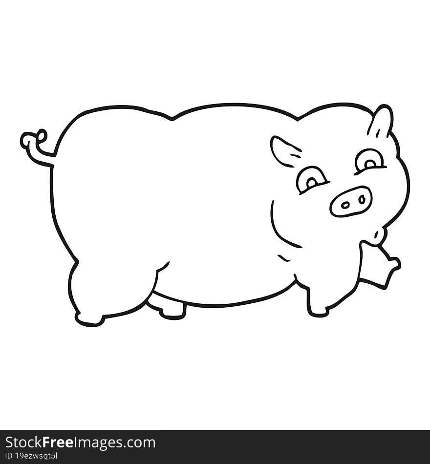 black and white cartoon pig