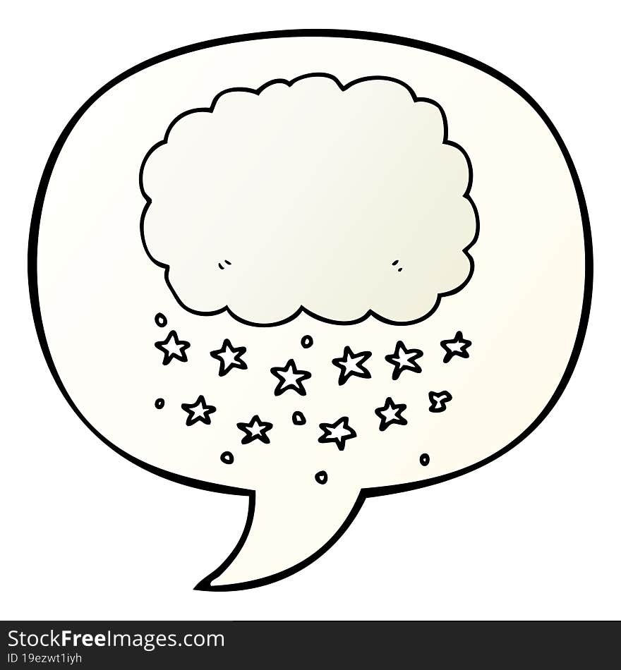 cartoon rain cloud and speech bubble in smooth gradient style