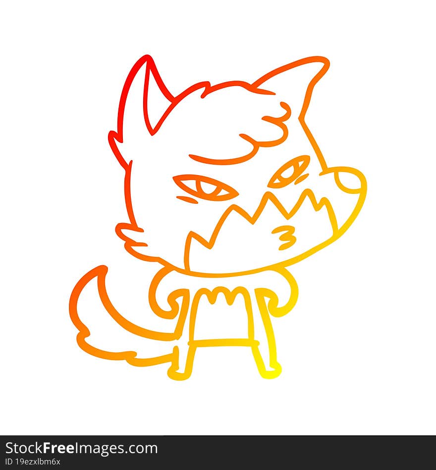 warm gradient line drawing clever cartoon fox