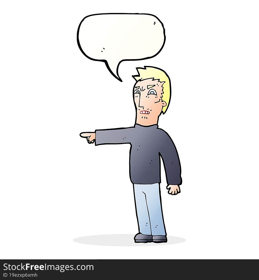 cartoon angry man pointing with speech bubble