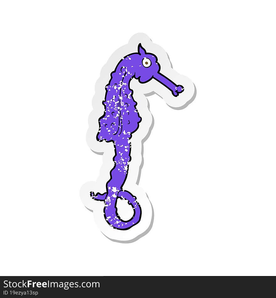 retro distressed sticker of a cartoon sea horse