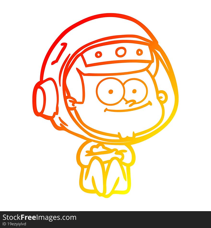 warm gradient line drawing happy astronaut cartoon