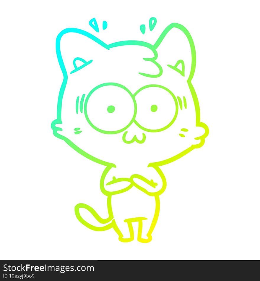 cold gradient line drawing cartoon surprised cat