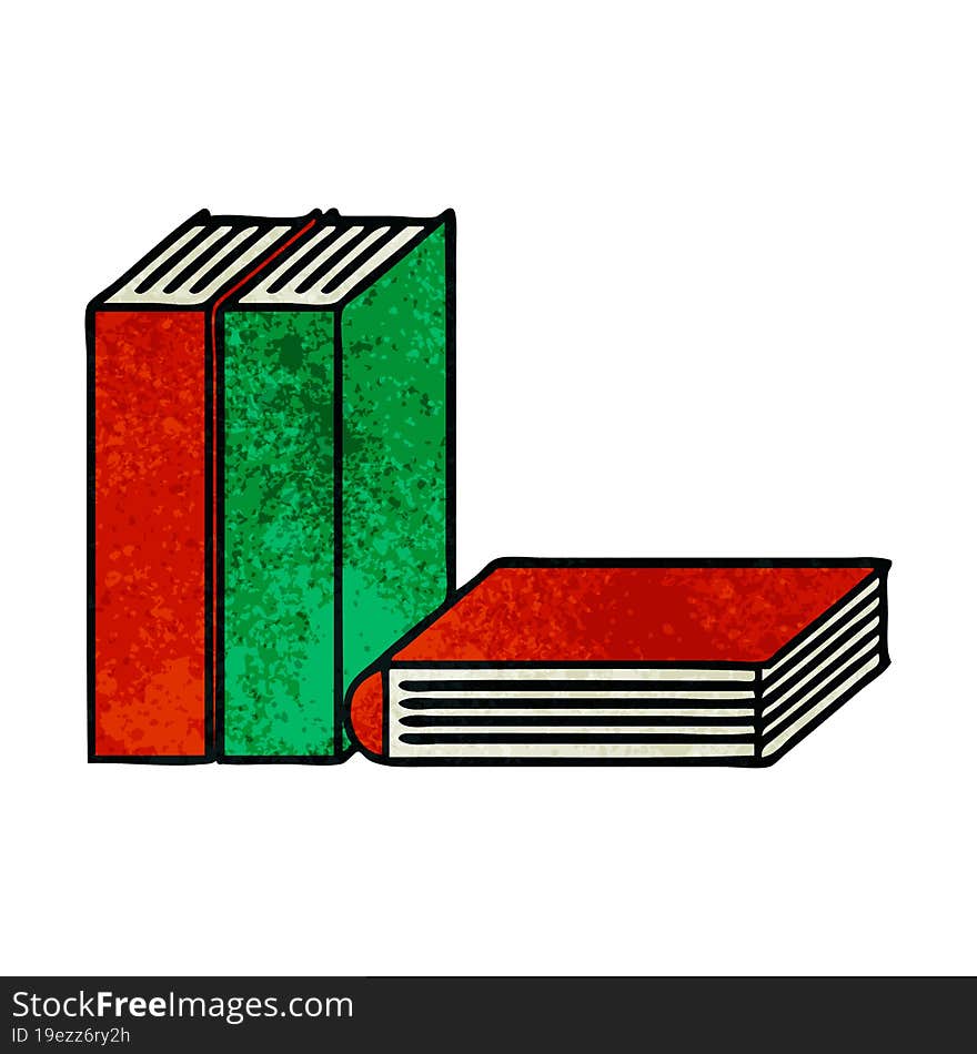 retro grunge texture cartoon of books