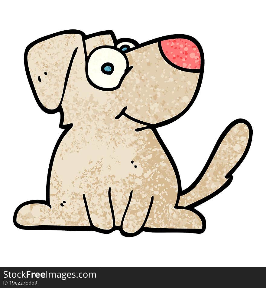 Grunge Textured Illustration Cartoon Happy Dog