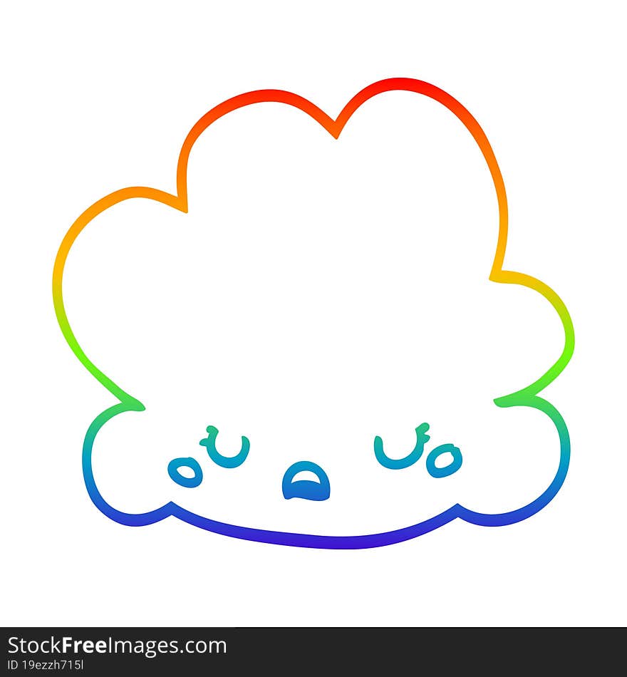 rainbow gradient line drawing cute cartoon cloud