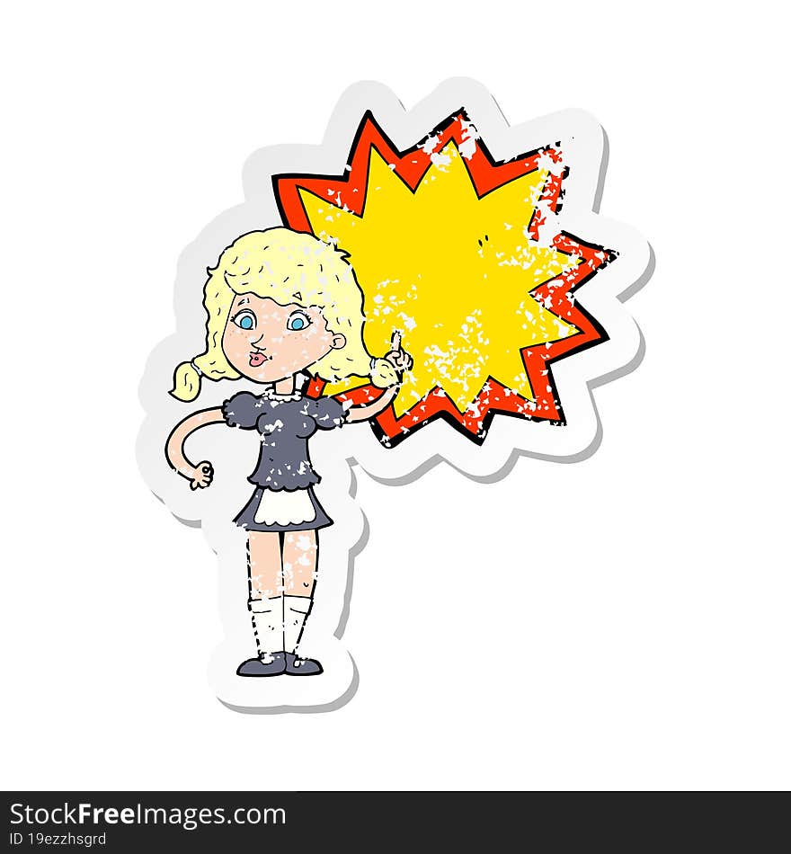 retro distressed sticker of a cartoon waitress