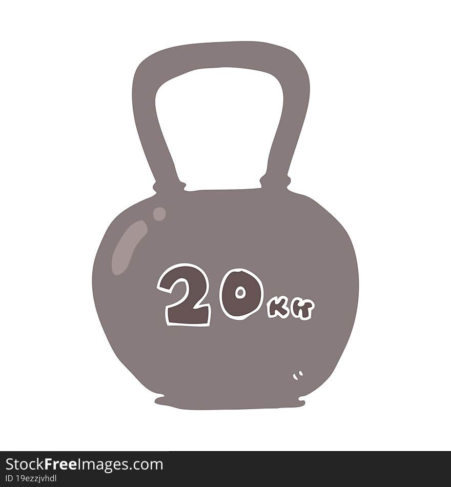 flat color illustration of a cartoon 20kg kettle bell