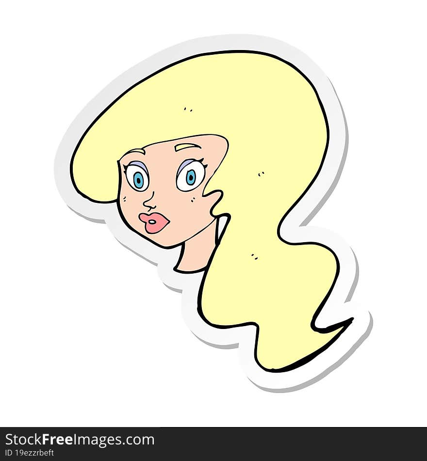 sticker of a cartoon pretty female face