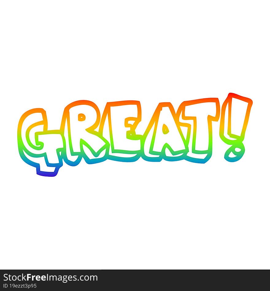 rainbow gradient line drawing cartoon word great