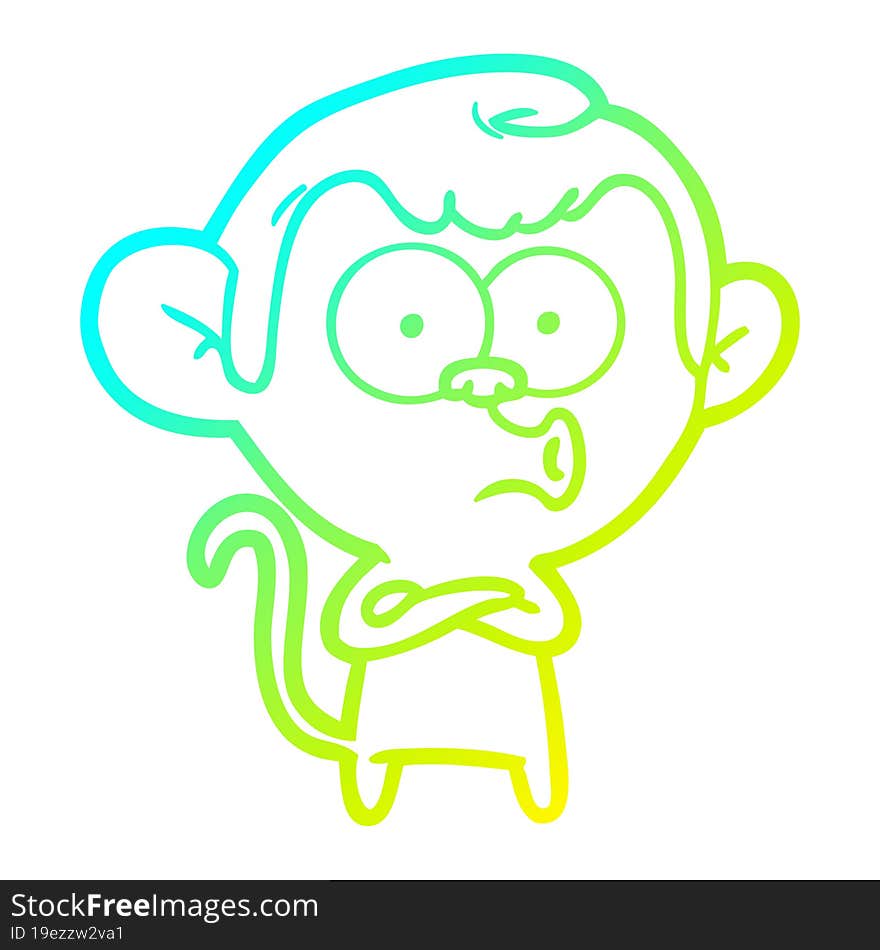 cold gradient line drawing cartoon hooting monkey