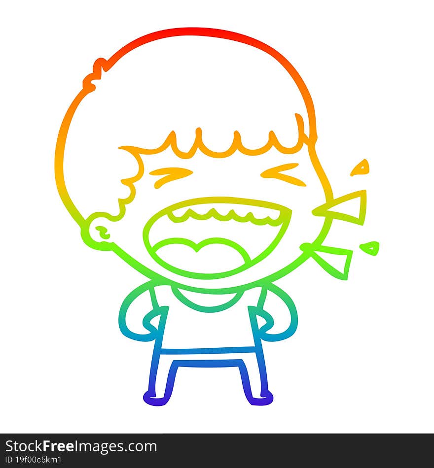 Rainbow Gradient Line Drawing Cartoon Laughing Man