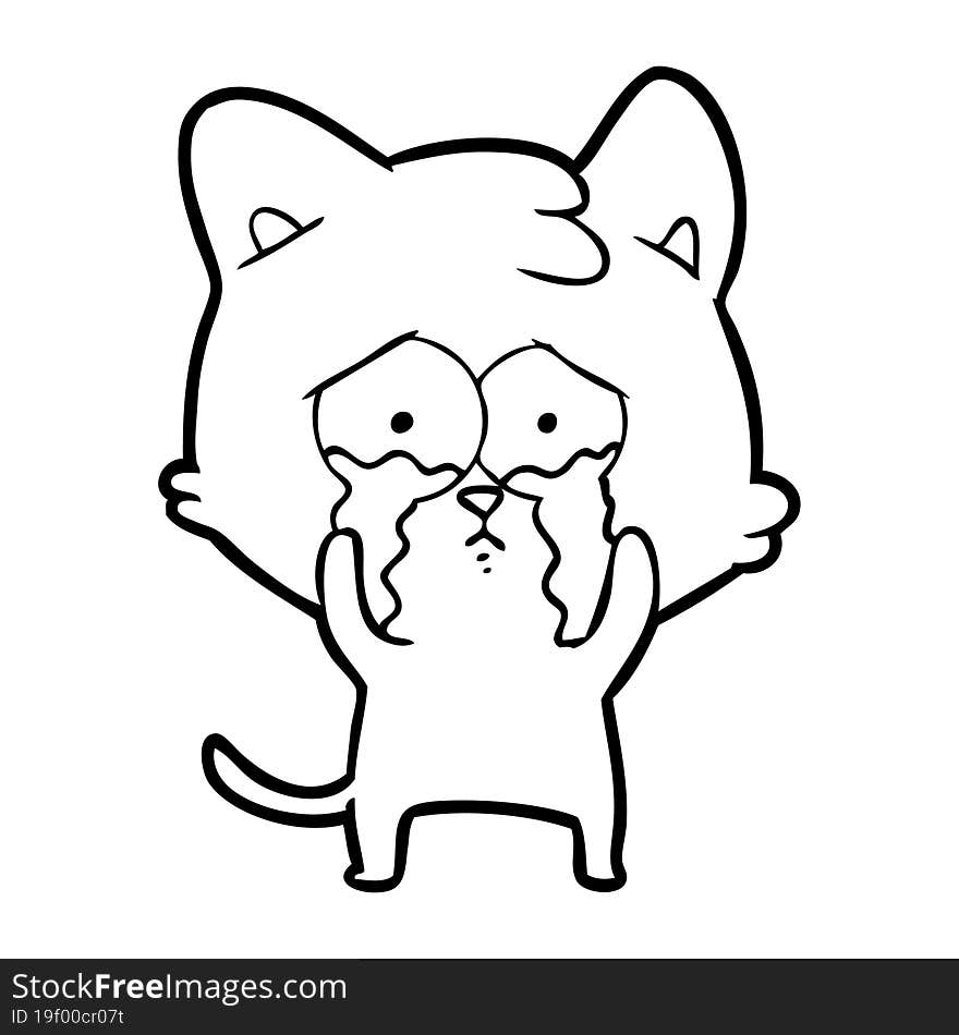 cartoon crying cat. cartoon crying cat