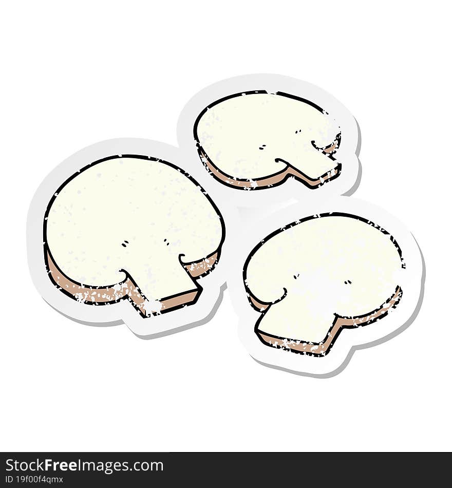 Distressed Sticker Of A Cartoon Mushrooms