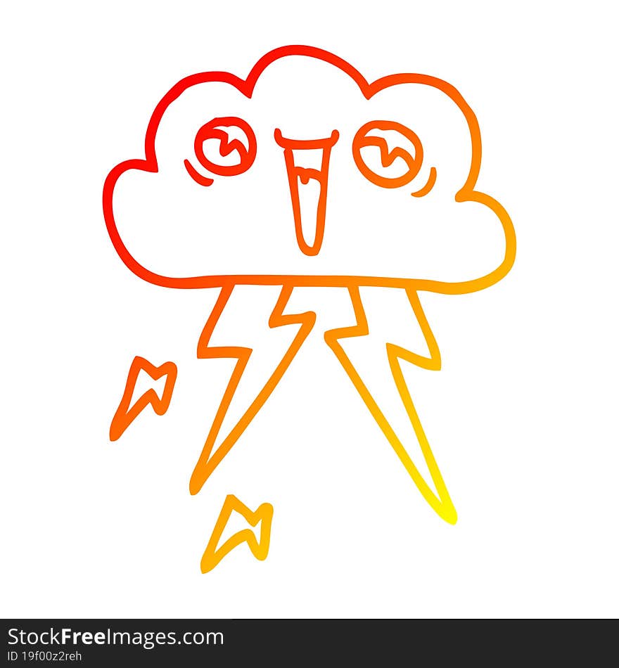 warm gradient line drawing cartoon lightening cloud