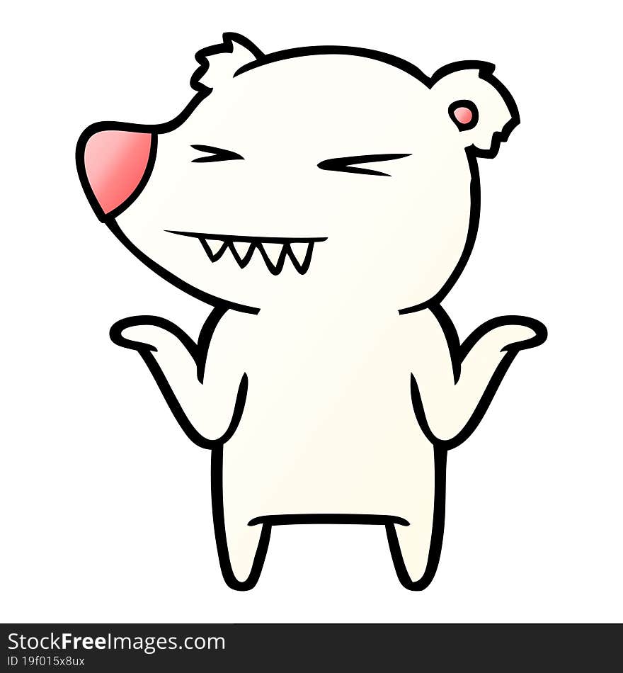 angry polar bear cartoon shrugging shoulders. angry polar bear cartoon shrugging shoulders