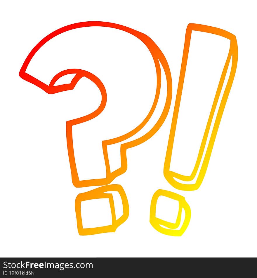 Warm Gradient Line Drawing Cartoon Question Mark And Exclamation Mark