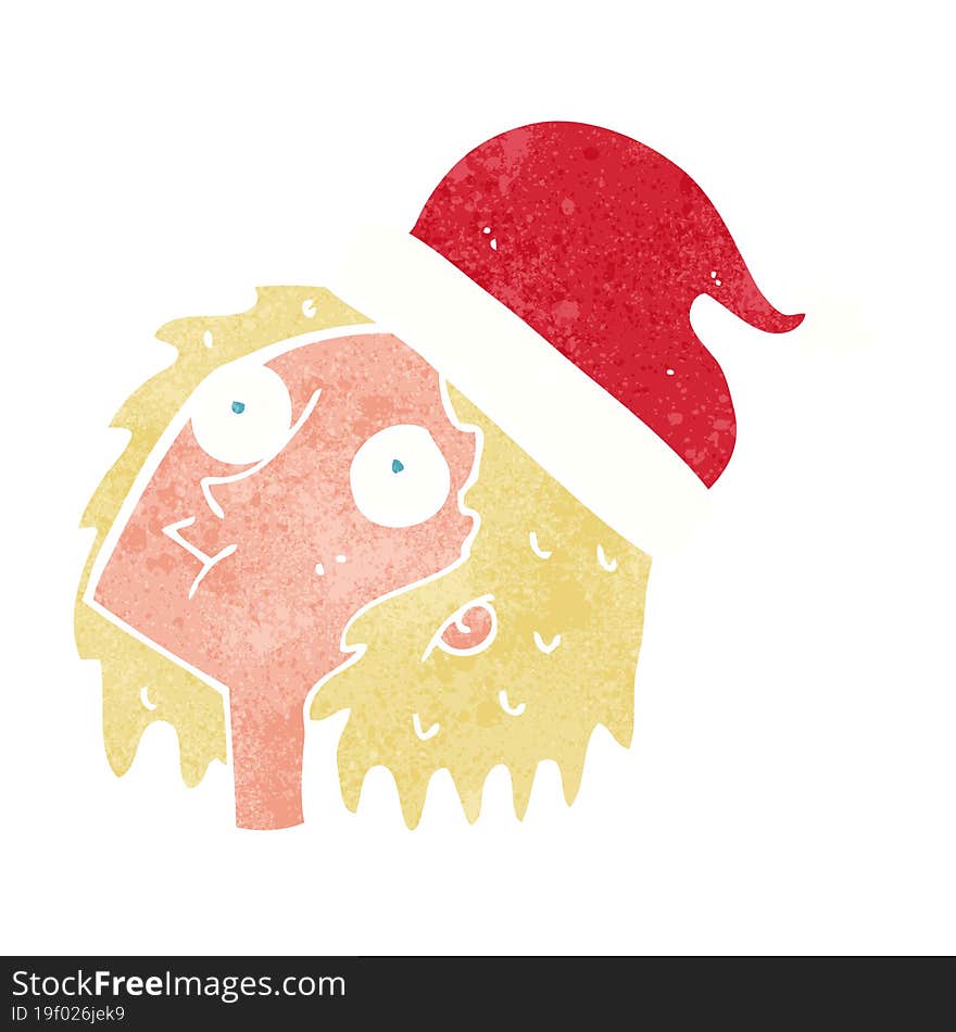 cartoon woman wearing christmas hat