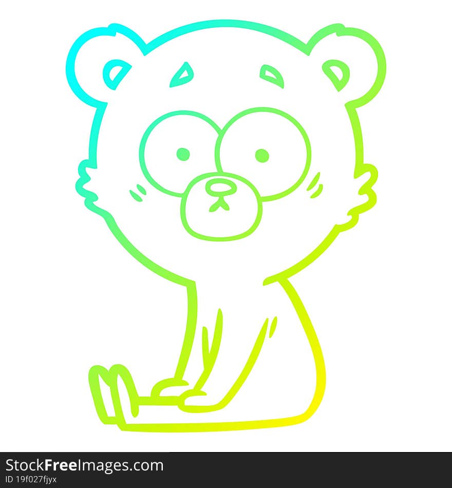 cold gradient line drawing nervous polar bear cartoon