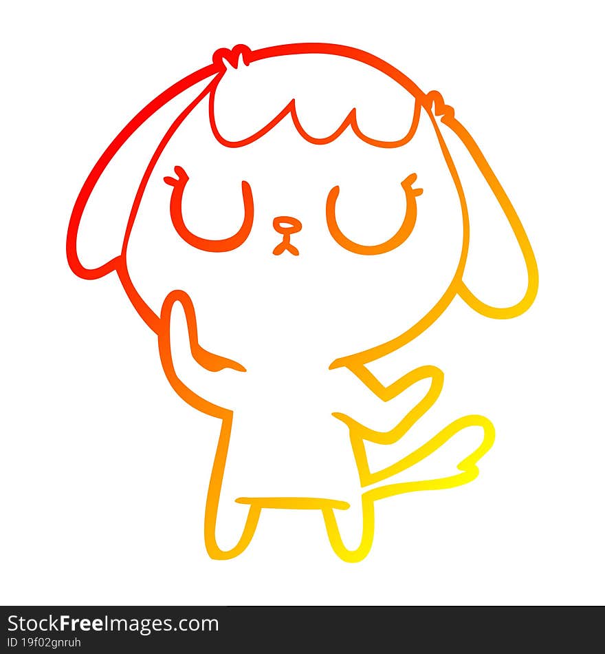 warm gradient line drawing of a cute cartoon dog