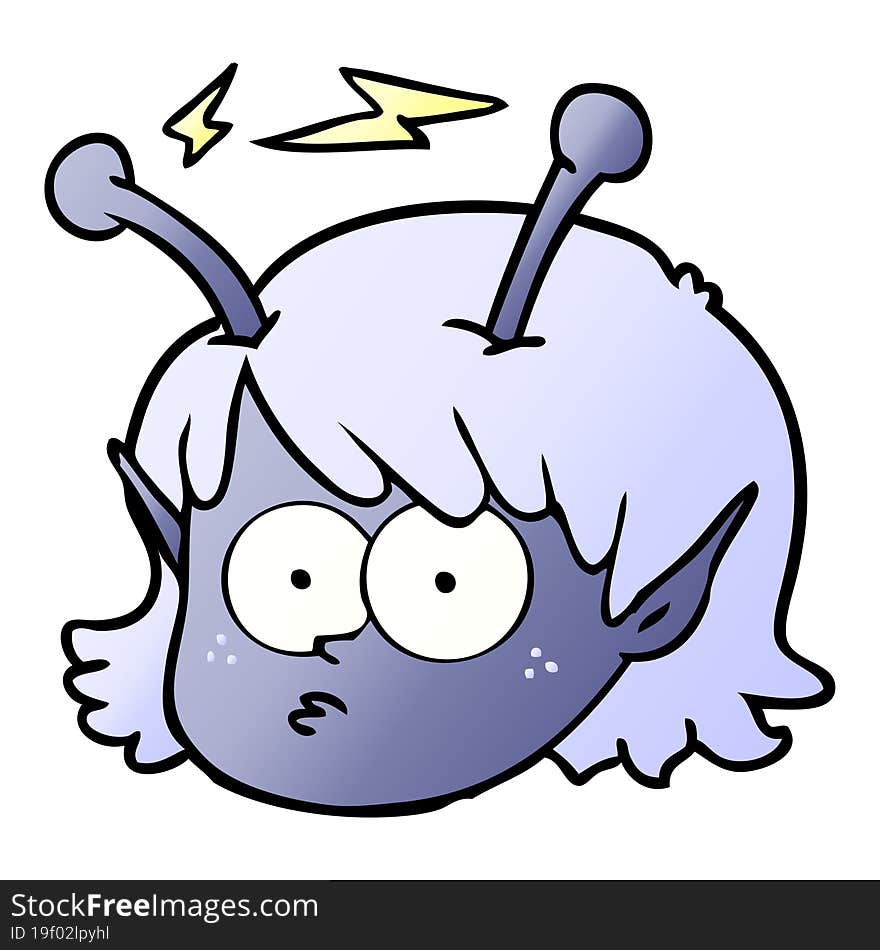 cartoon telepathic alien space girl face. cartoon telepathic alien space girl face