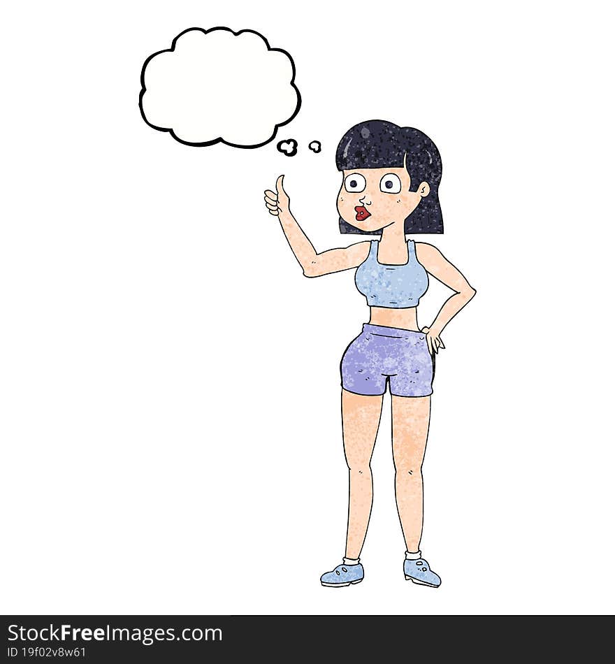 thought bubble textured cartoon gym woman