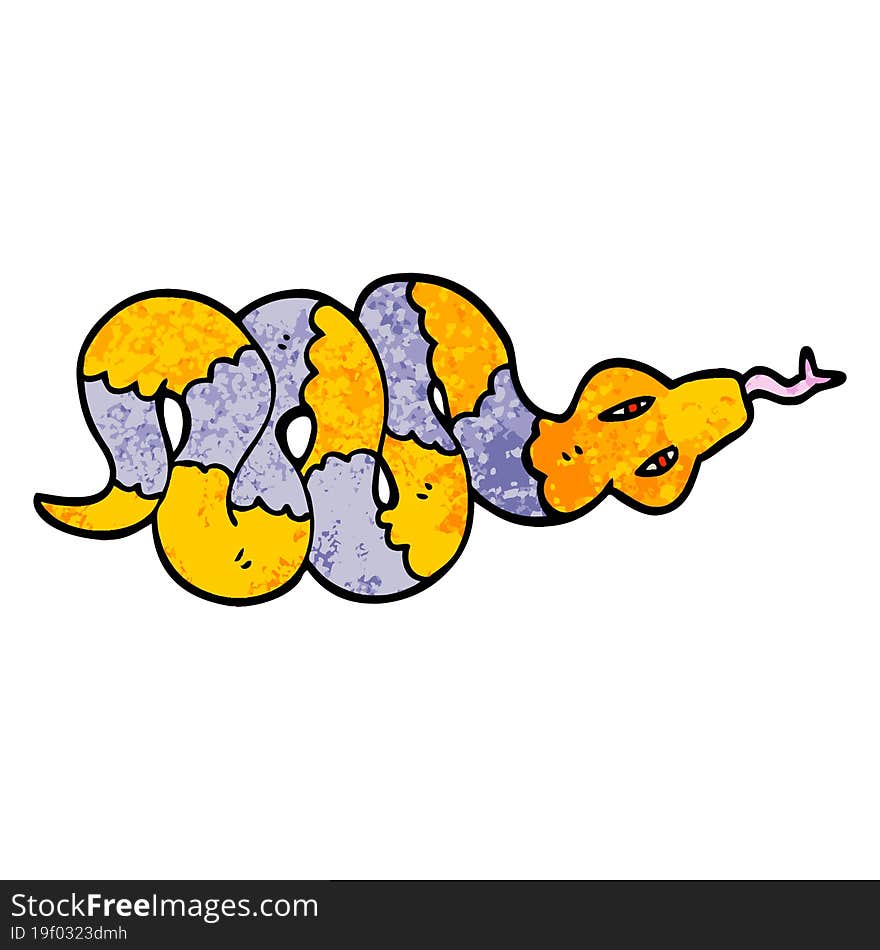 grunge textured illustration cartoon poisonous snake