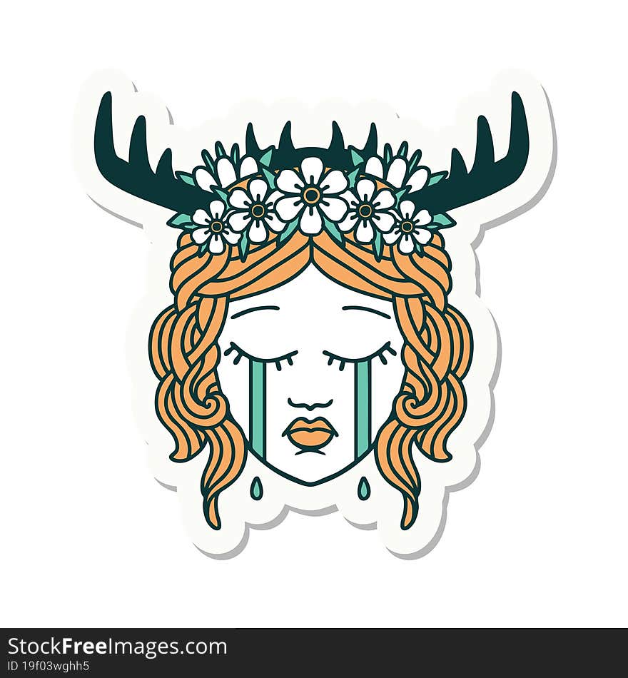 crying human druid sticker