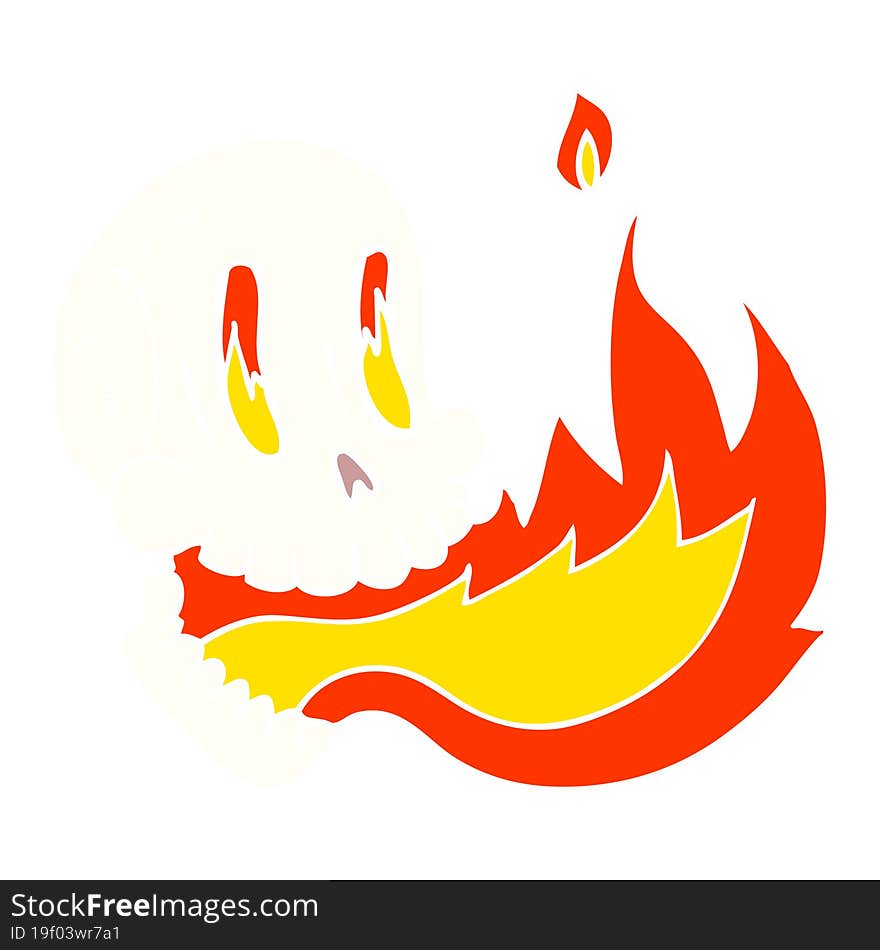 cartoon doodle flaming skull