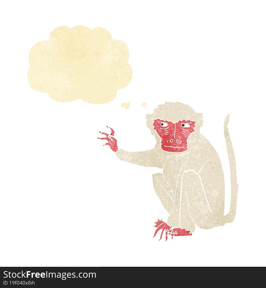 Cartoon Evil Monkey With Thought Bubble