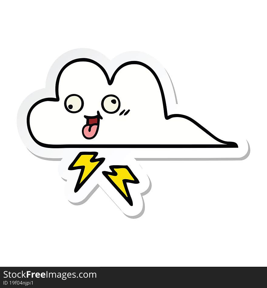 sticker of a cute cartoon storm cloud