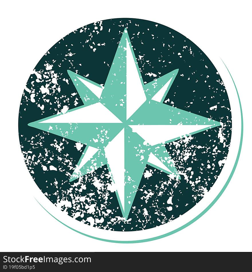 Distressed Sticker Tattoo Style Icon Of A Star