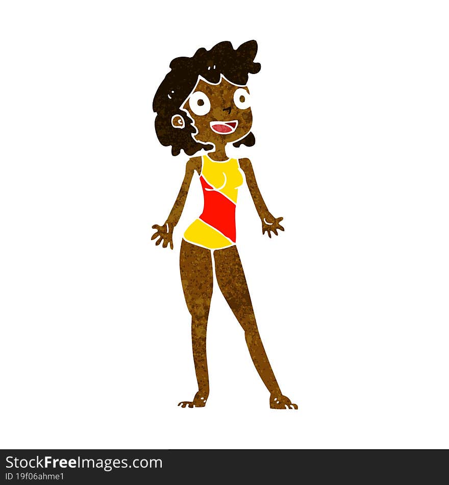 cartoon woman in swimming costume