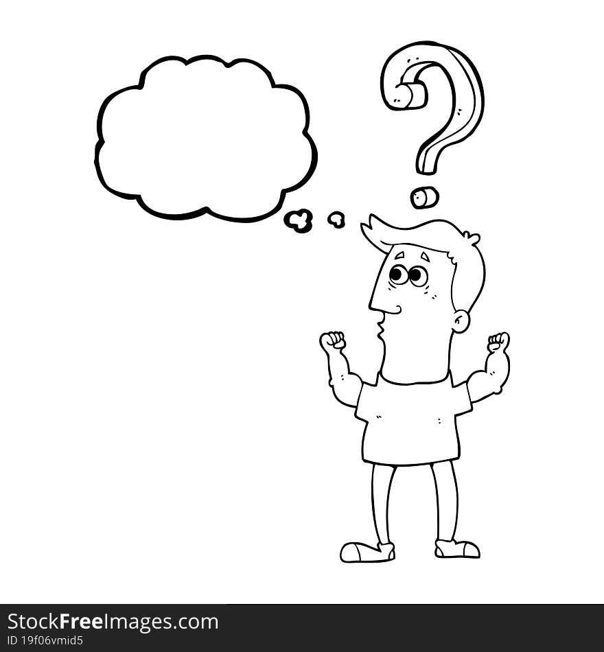 thought bubble cartoon man with question