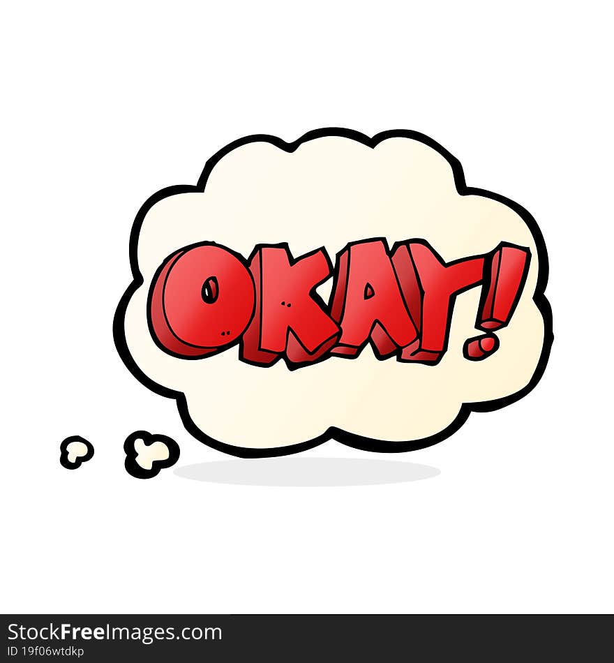 cartoon okay sign with thought bubble