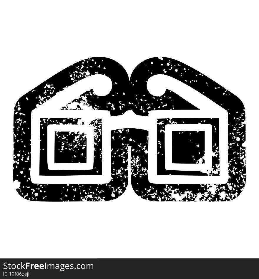 square glasses distressed icon symbol