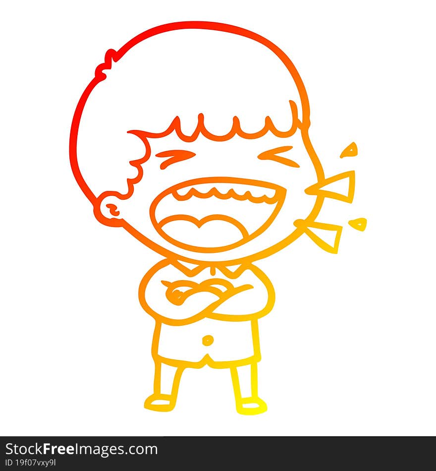 Warm Gradient Line Drawing Cartoon Laughing Man