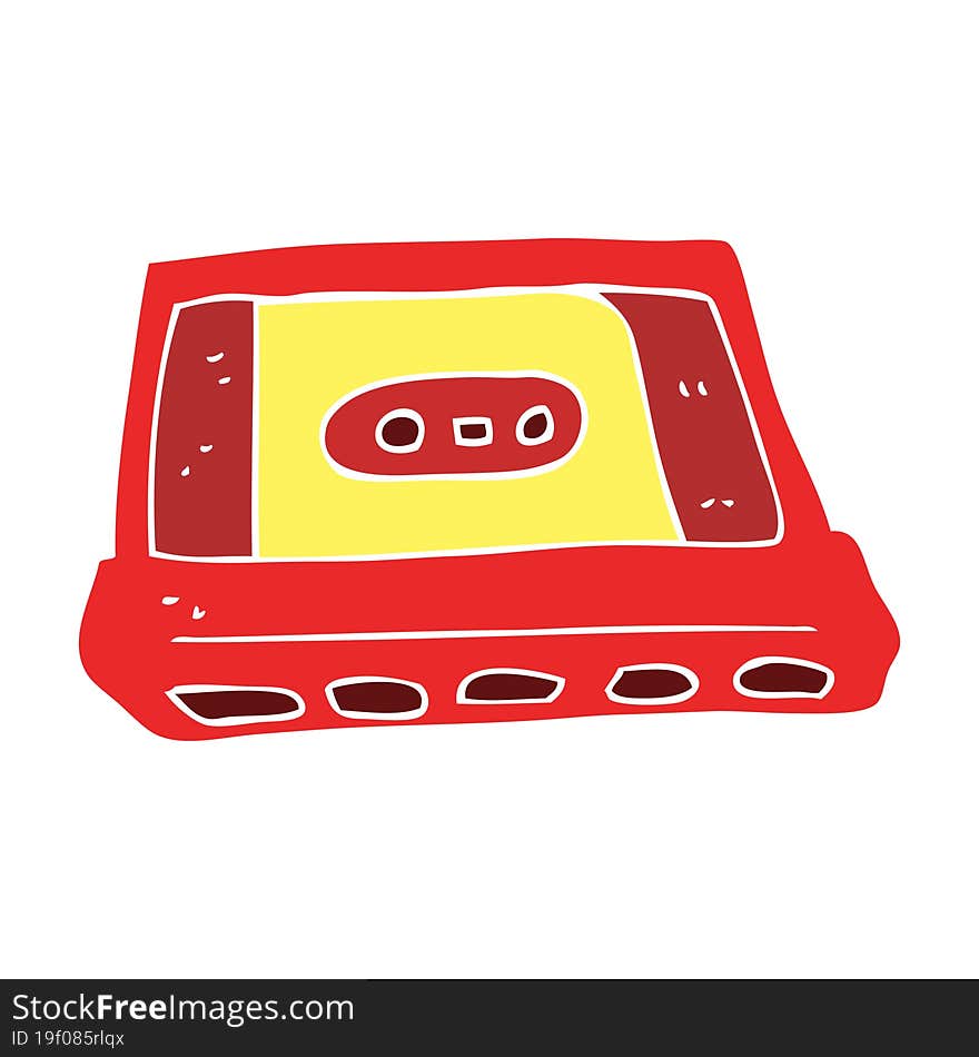 flat color illustration of a cartoon cassette tape