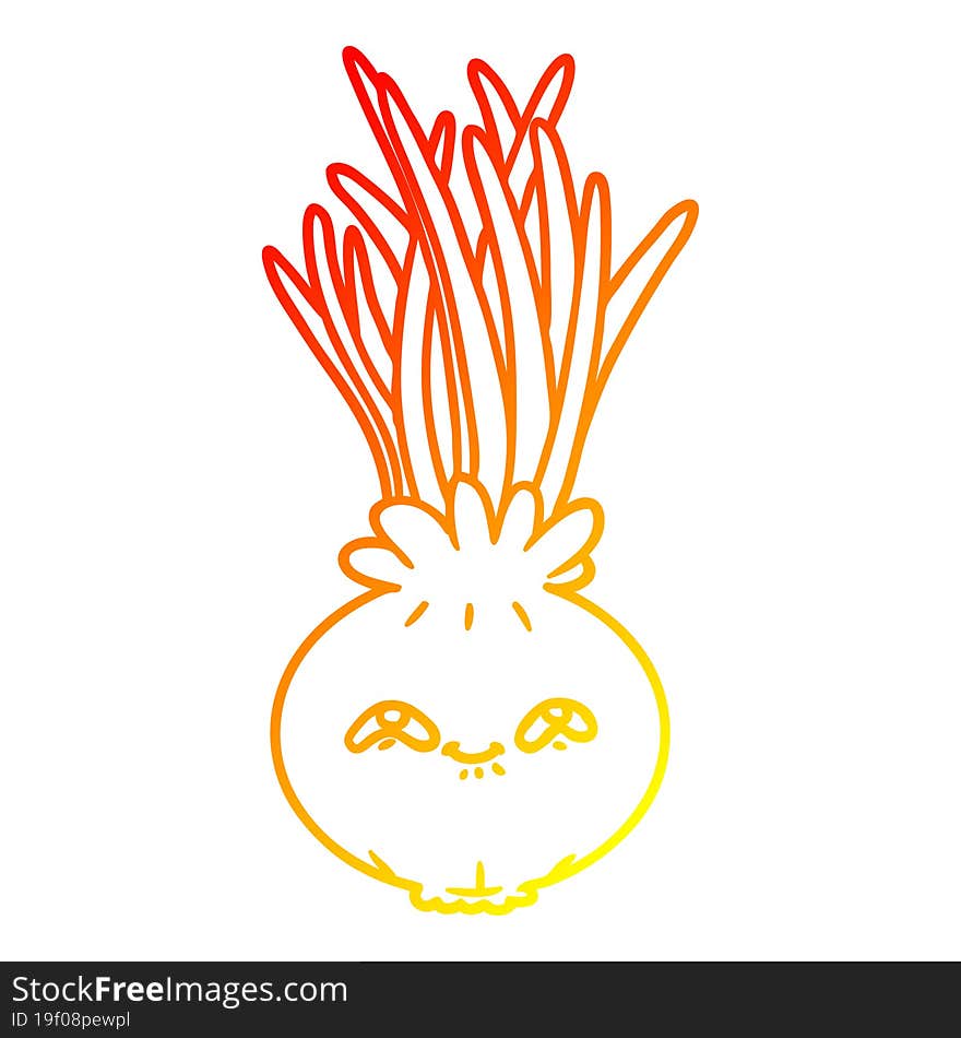 Warm Gradient Line Drawing Cartoon Onion