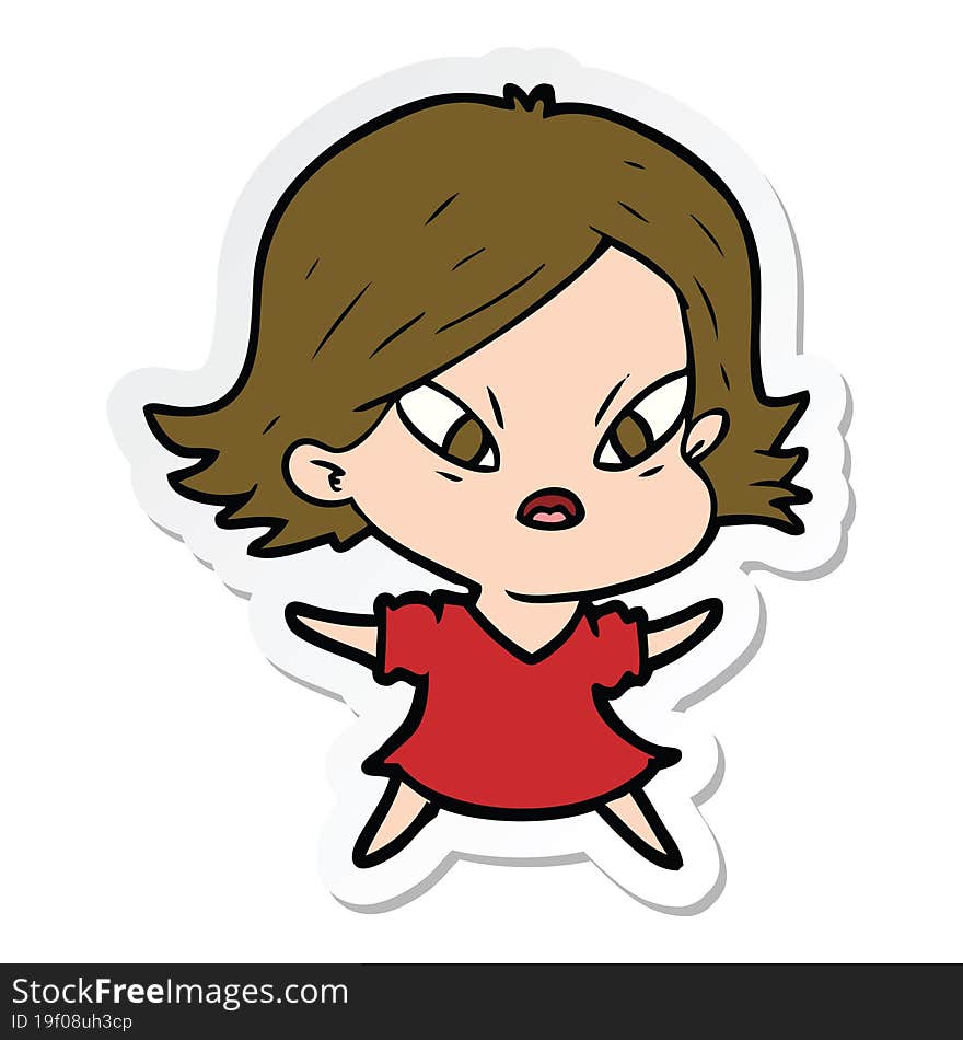 sticker of a cartoon stressed woman