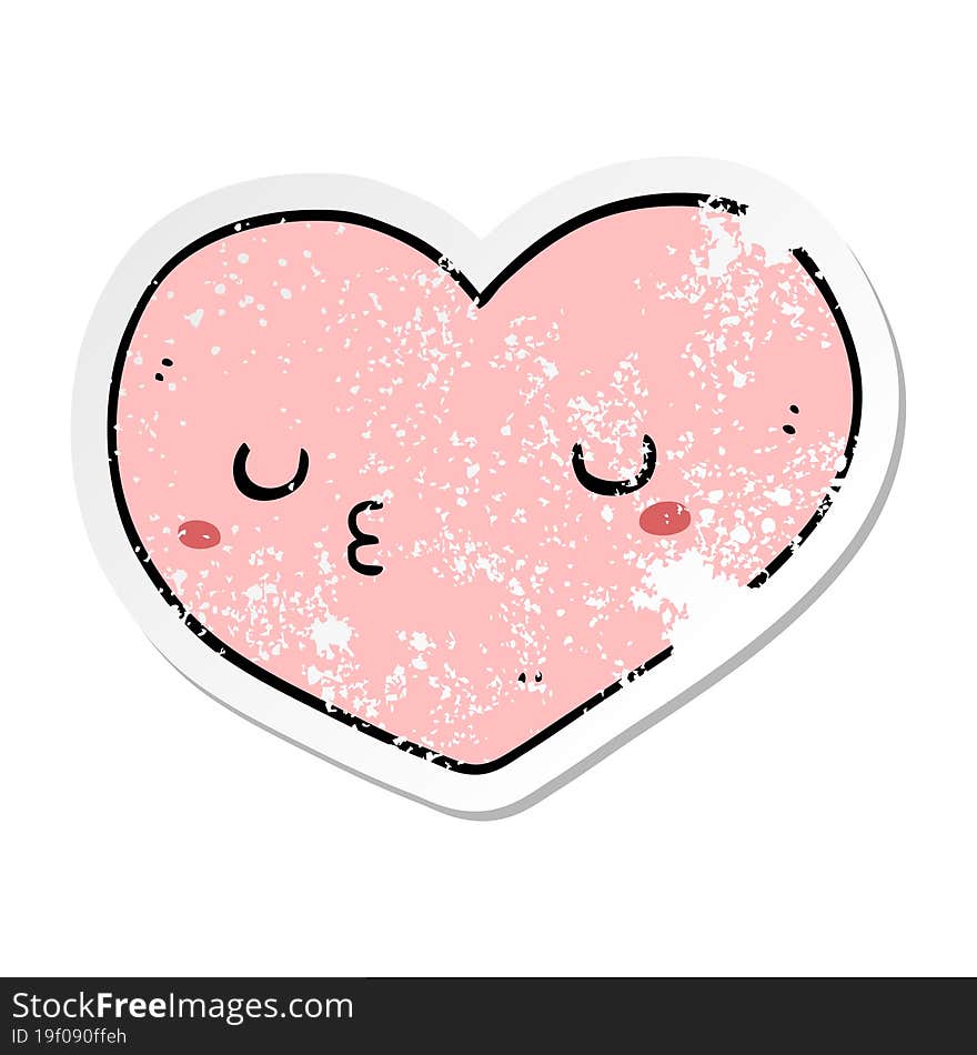 Distressed Sticker Of A Cartoon Love Heart