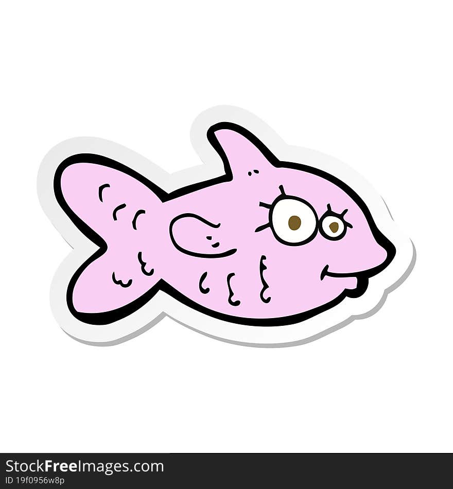 sticker of a cartoon happy fish